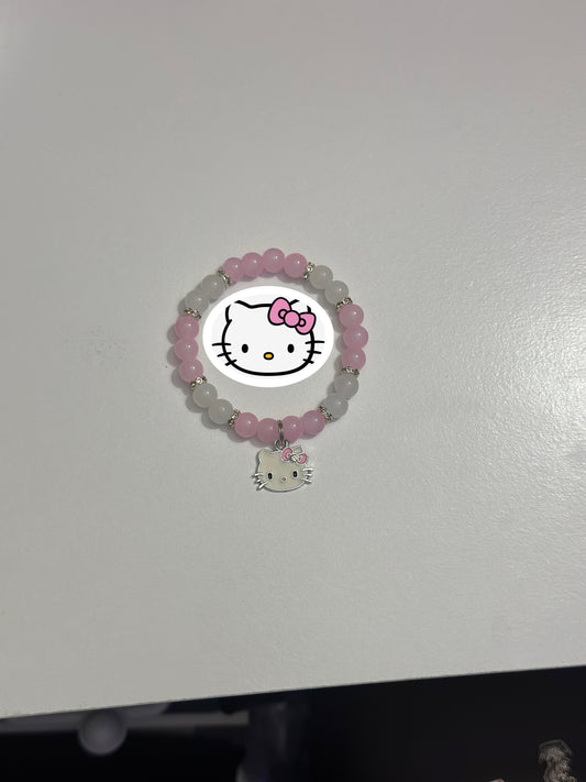 Hello Kitty Pink & Red Beaded Bracelet