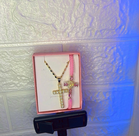 Cross Necklace & Bracelet set