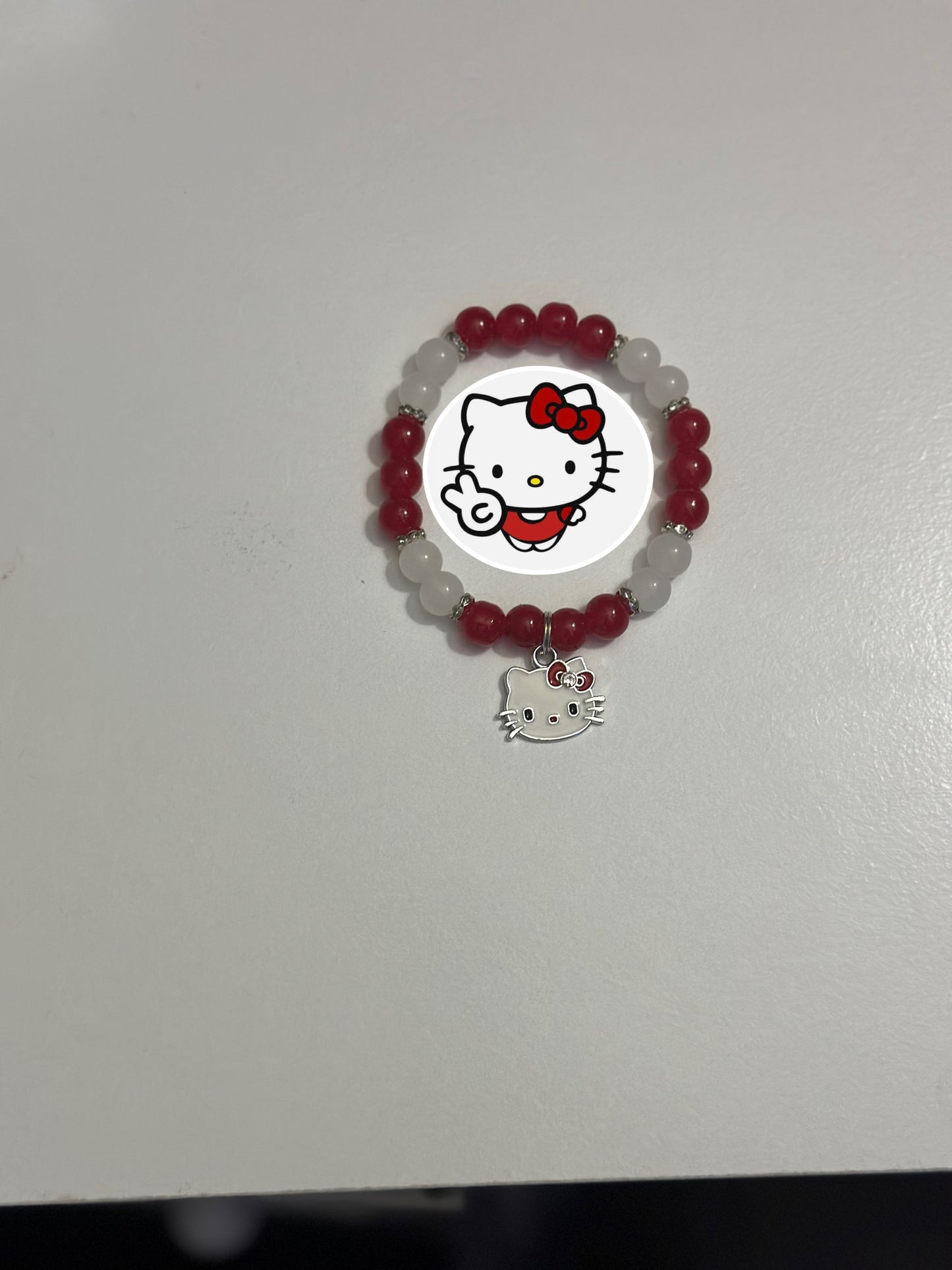 Hello Kitty Pink & Red Beaded Bracelet