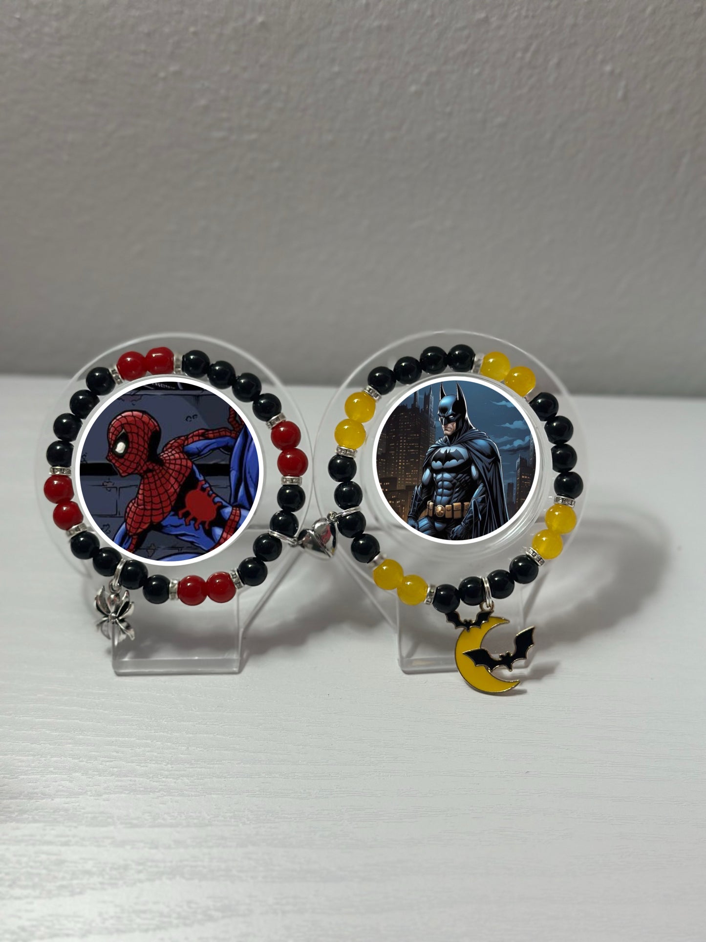 Spiderman & Batman Matching Bracelet Set