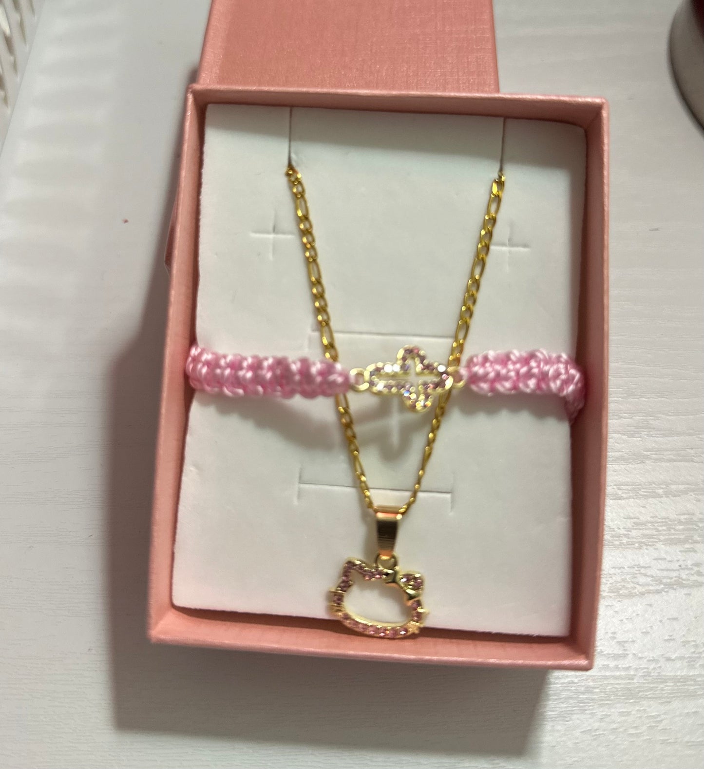 Pink Hello Kitty Necklace set