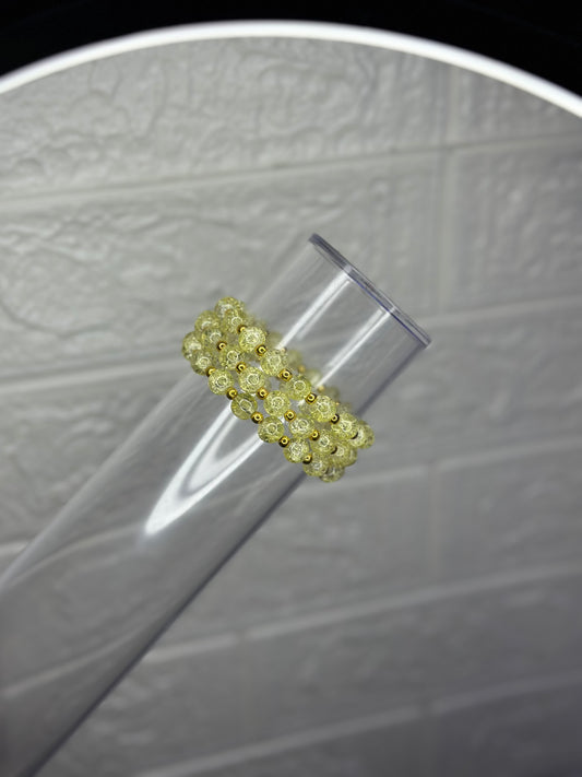 Yellow Crackle Beaded Bracelet